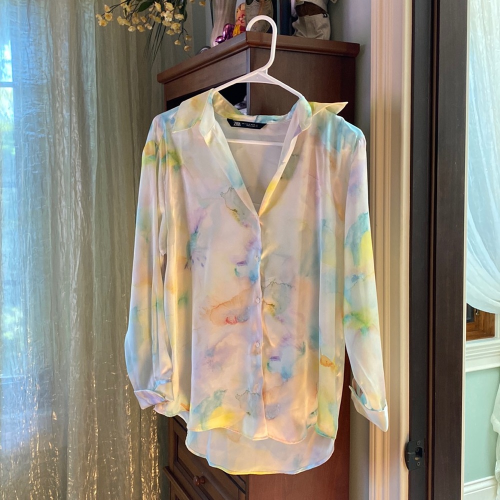 ZARA tie dye button up